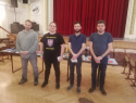 Okresní přeborníci zprava vedle předsedy OŠS Vyškov Karla Hrušky je okresní přeborník v rapidšachu Jiří Jireš, 2. místo obsadil Jan Čermák a na místě 3. skončil Aleš Martinovič.jpg